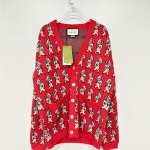 🚩steal authentic Gucci Red and Pink Patterned Women's Cardigan